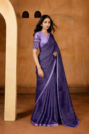 Lavender Solid Georgette Saree (ACB1085)
