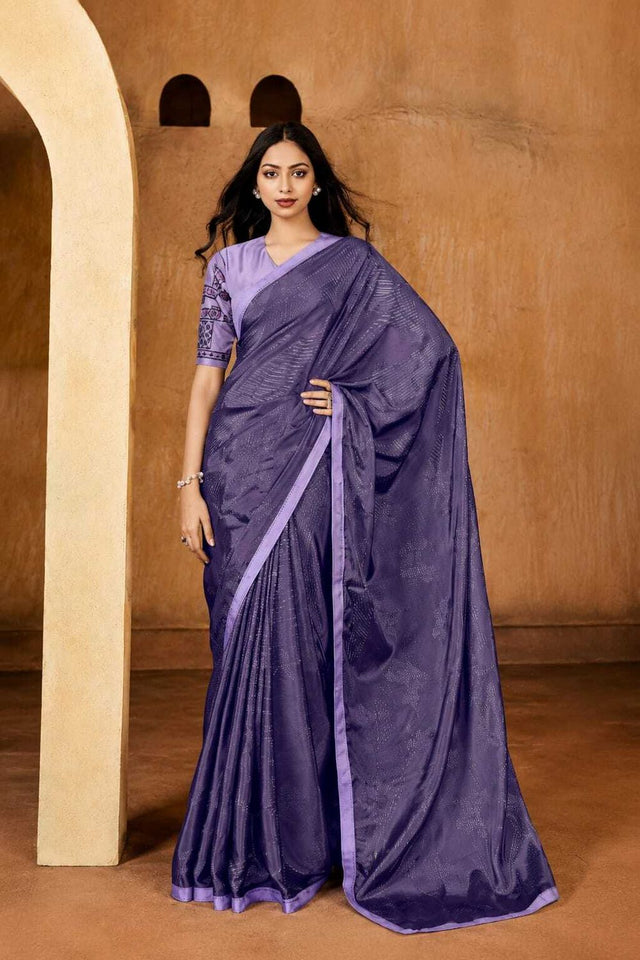 Lavender Solid Georgette Saree (ACB1085)