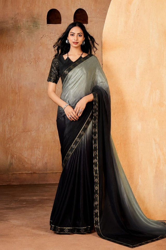 Multi Color Solid Georgette Saree (ACB1088)