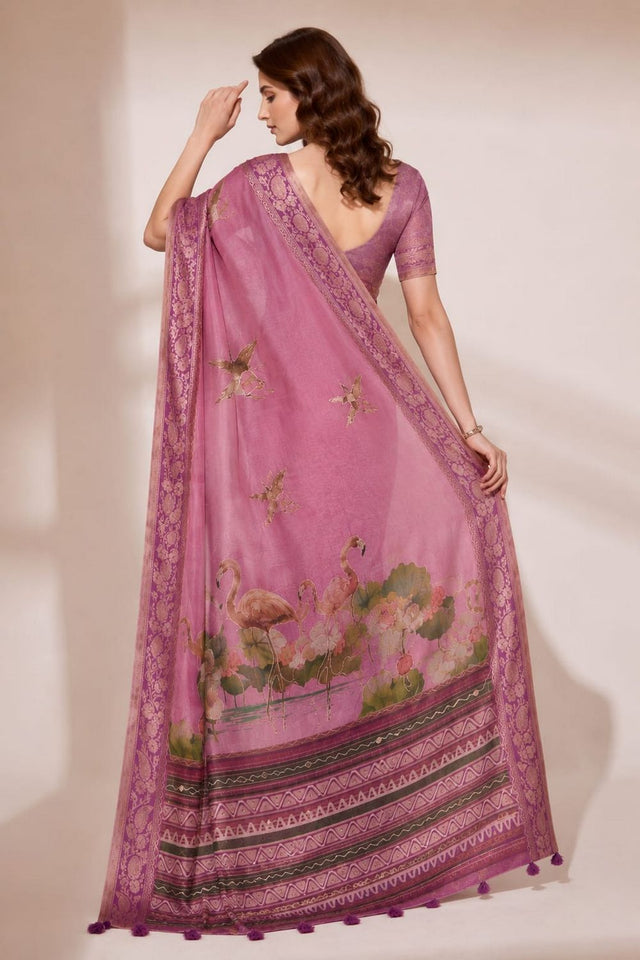 Pink Printed Kanjivaram Saree (ACB1091)