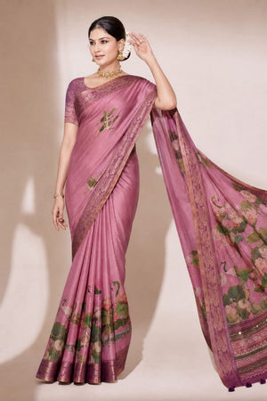 Pink Printed Kanjivaram Saree (ACB1091)