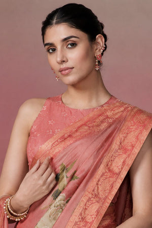 Pink Printed Kanjivaram Saree (ACB1094)
