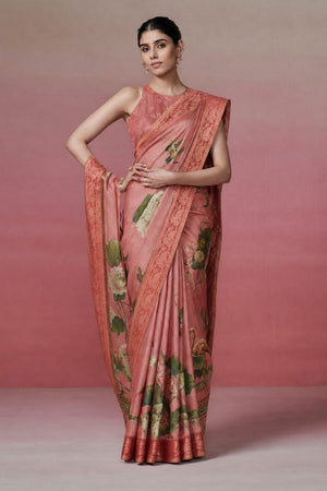Pink Printed Kanjivaram Saree (ACB1094)