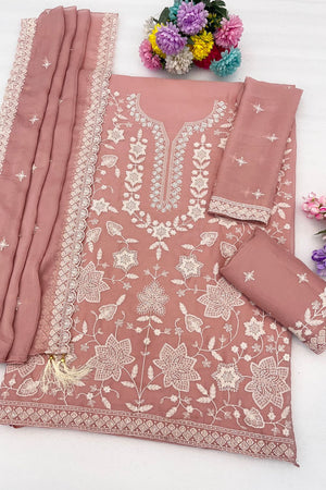 Peach Floral Embroidered Georgette Sharara Suit (ACB1097)