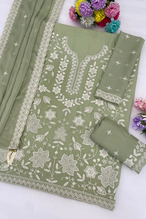Green Floral Embroidered Georgette Sharara Suit (ACB1100)
