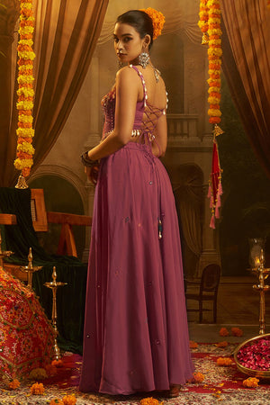 Pink Embroidered Georgette Palazzo Suit (ACB1102)