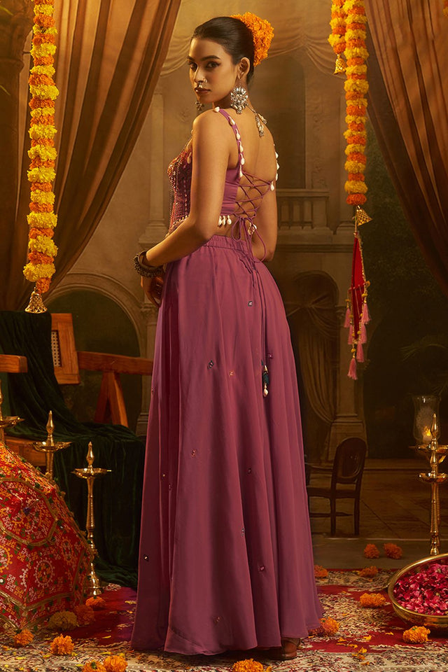 Pink Embroidered Georgette Palazzo Suit (ACB1102)