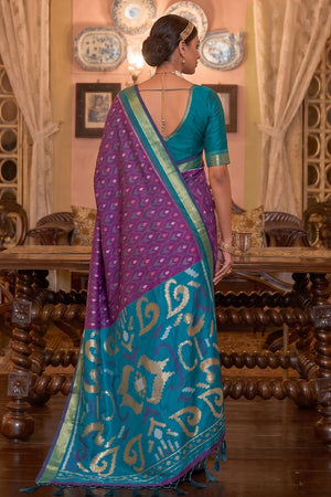 Purple Printed Soft Silk Saree (ACB1130)