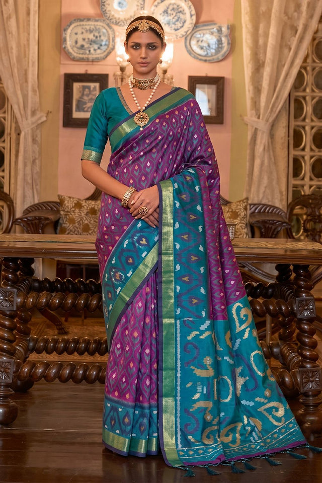 Purple Printed Soft Silk Saree (ACB1130)
