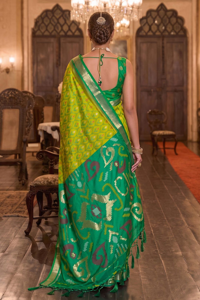 Olive Green Printed Soft Silk Saree (ACB1131)