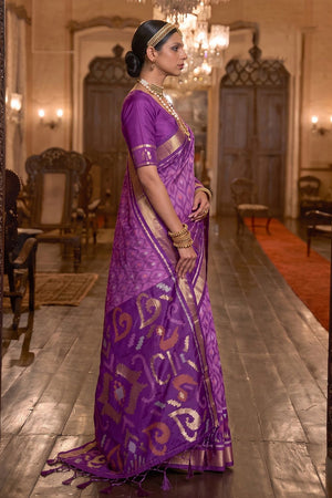 Lavender Printed Soft Silk Saree (ACB1132)