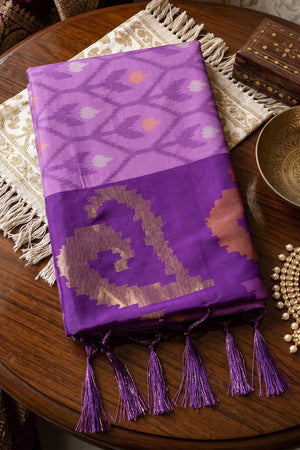 Lavender Printed Soft Silk Saree (ACB1132)