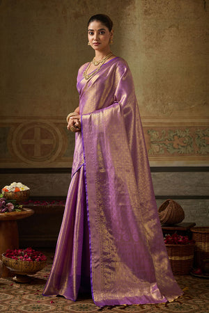 Lavender Zari Woven Kanjivaram Silk Saree (ACB1136)