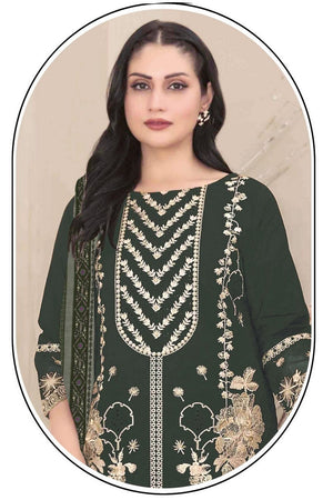 Mehendi Floral Embroidered Georgette Straight Cut Suit (ACB1142)
