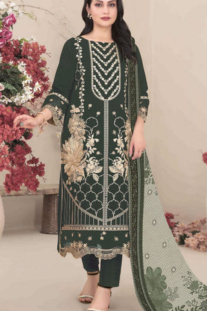 Mehendi Floral Embroidered Georgette Straight Cut Suit (ACB1142)