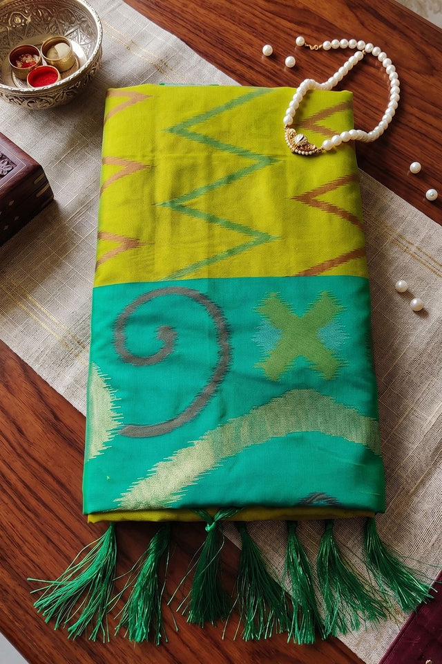 Yellow Printed Soft Silk Saree (ACB1155)