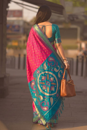 Pink Printed Soft Silk Saree (ACB1158)