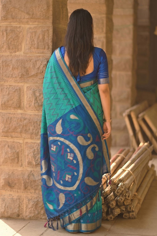 Sea Green Printed Soft Silk Saree (ACB1159)