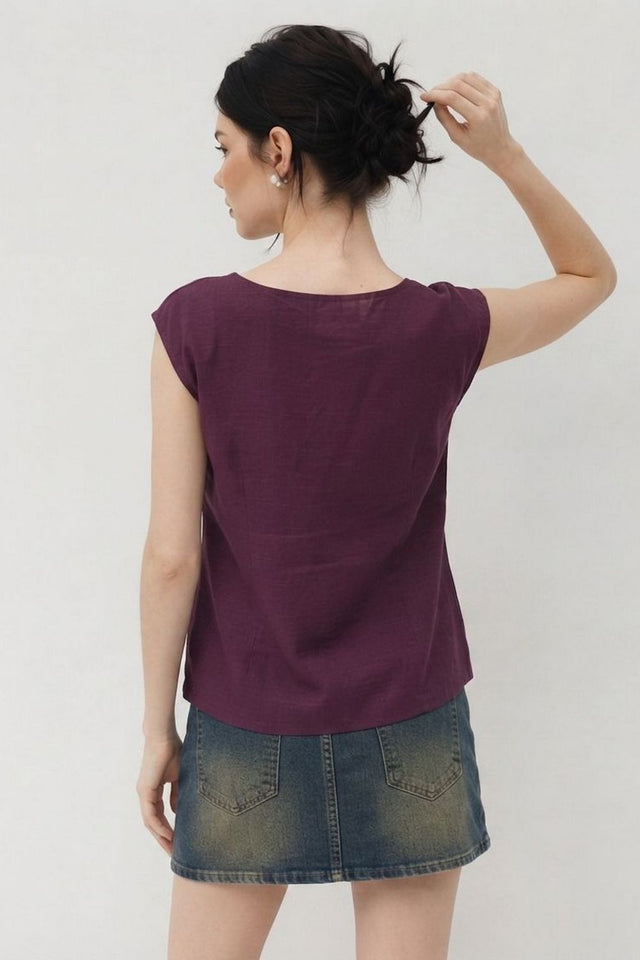 Purple Embellished Cotton Short Top (ACB1174)