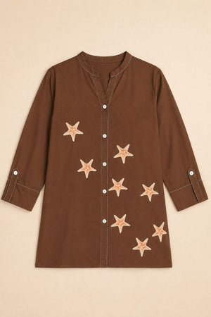 Brown Printed Cotton Shirt (ACB1175)