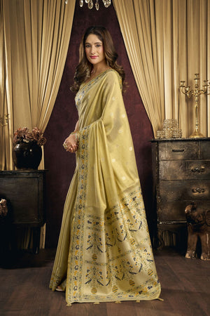 Yellow Woven Tissue Saree (ACB1182)