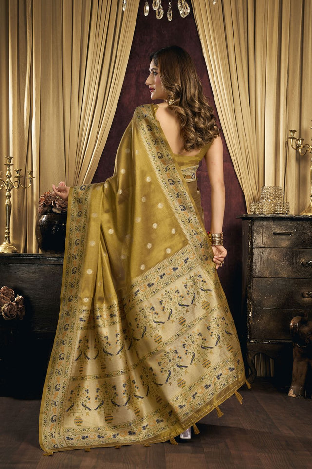 Brown Woven Tissue Saree (ACB1187)