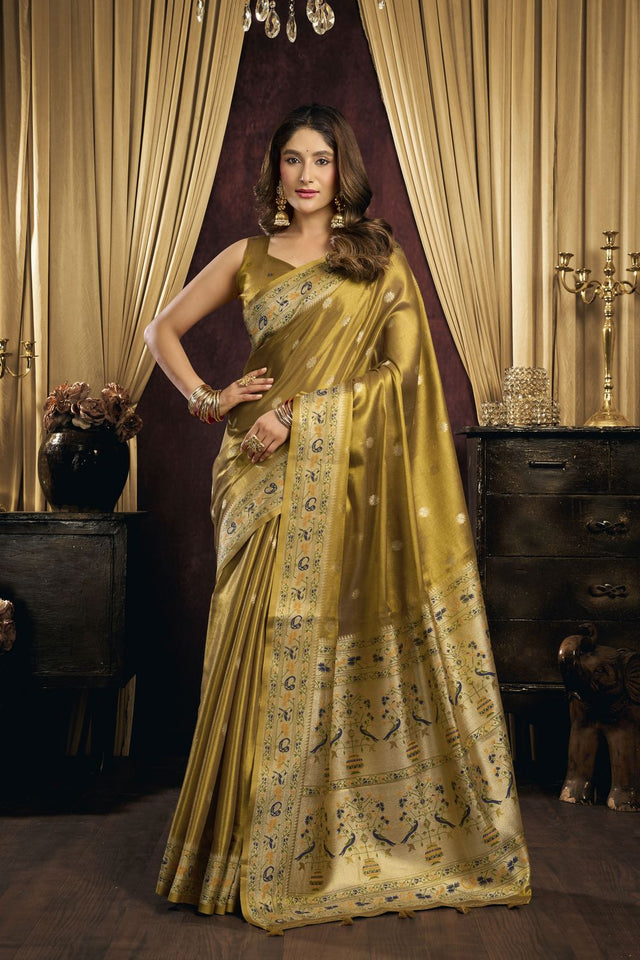Brown Woven Tissue Saree (ACB1187)