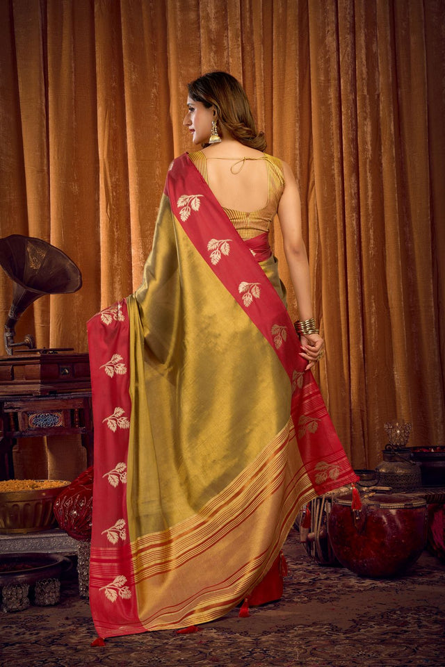 Gold Woven Tissue Saree (ACB1188)