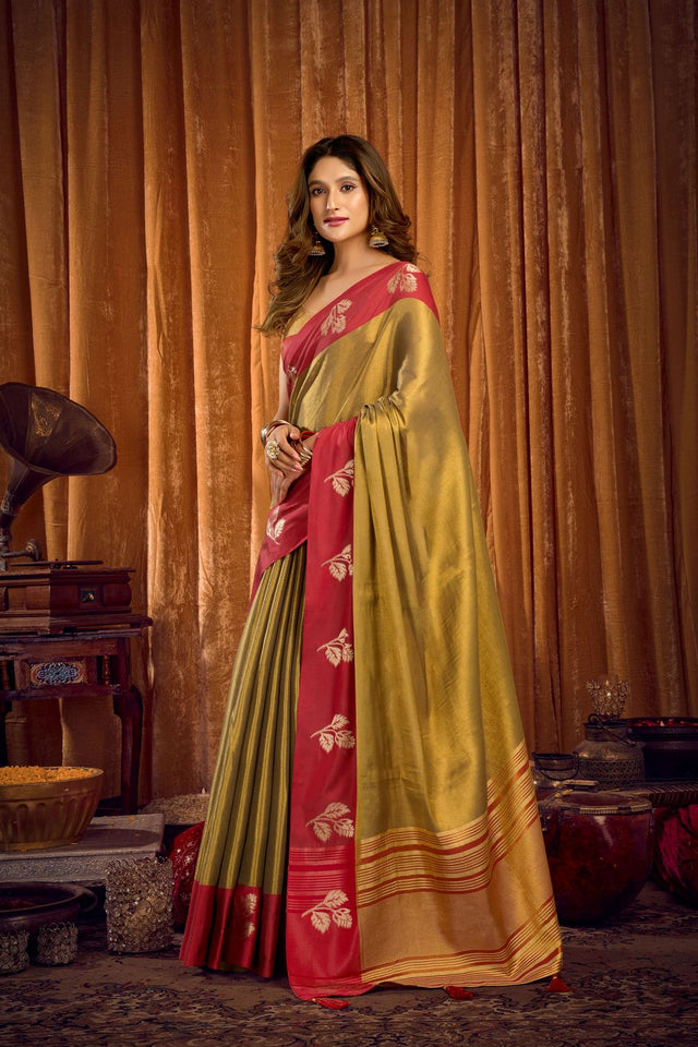Gold Woven Tissue Saree (ACB1188)