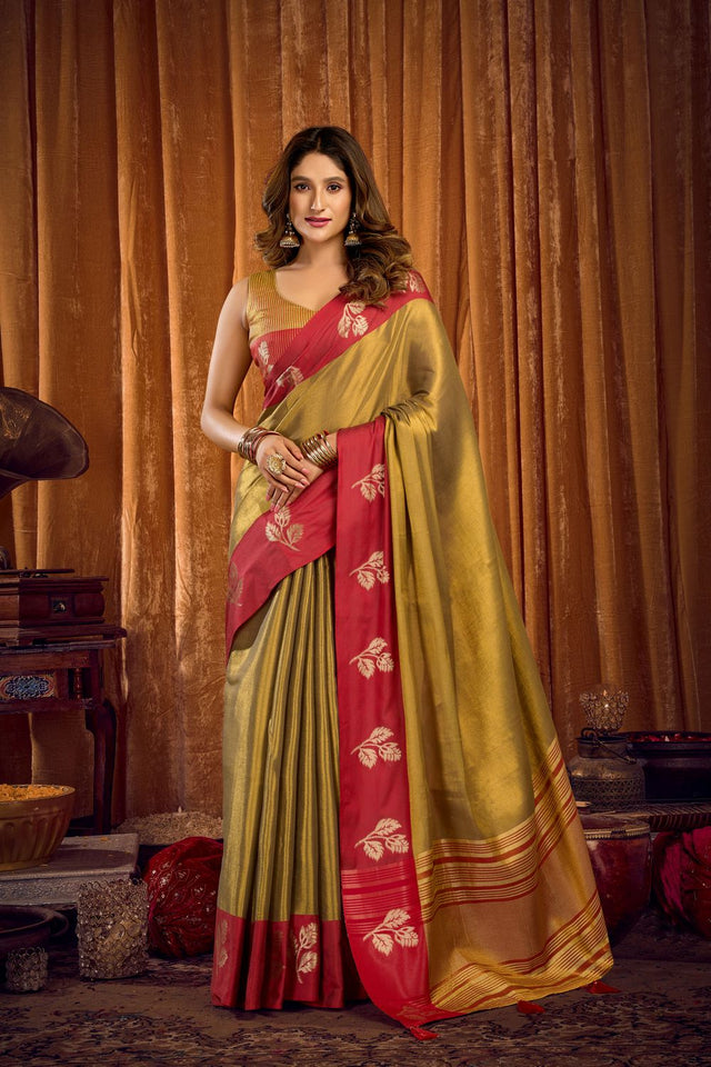 Gold Woven Tissue Saree (ACB1188)