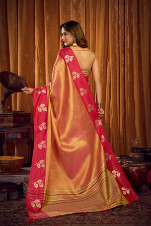 Orange Woven Tissue Saree (ACB1189)