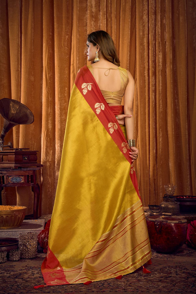 Mustard Woven Tissue Saree (ACB1190)