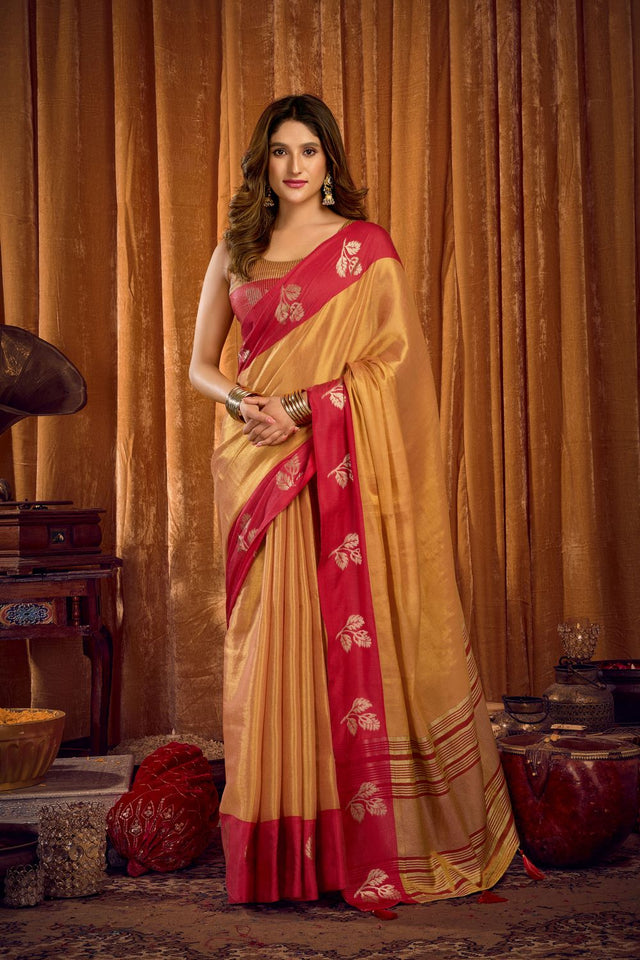 Brown Woven Tissue Saree (ACB1191)