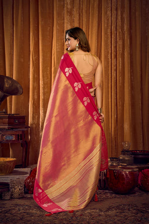 Pink Woven Tissue Saree (ACB1193)