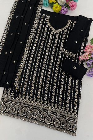 Black Sequin with Embroidered Chinon Sharara Suit (ACB1199)