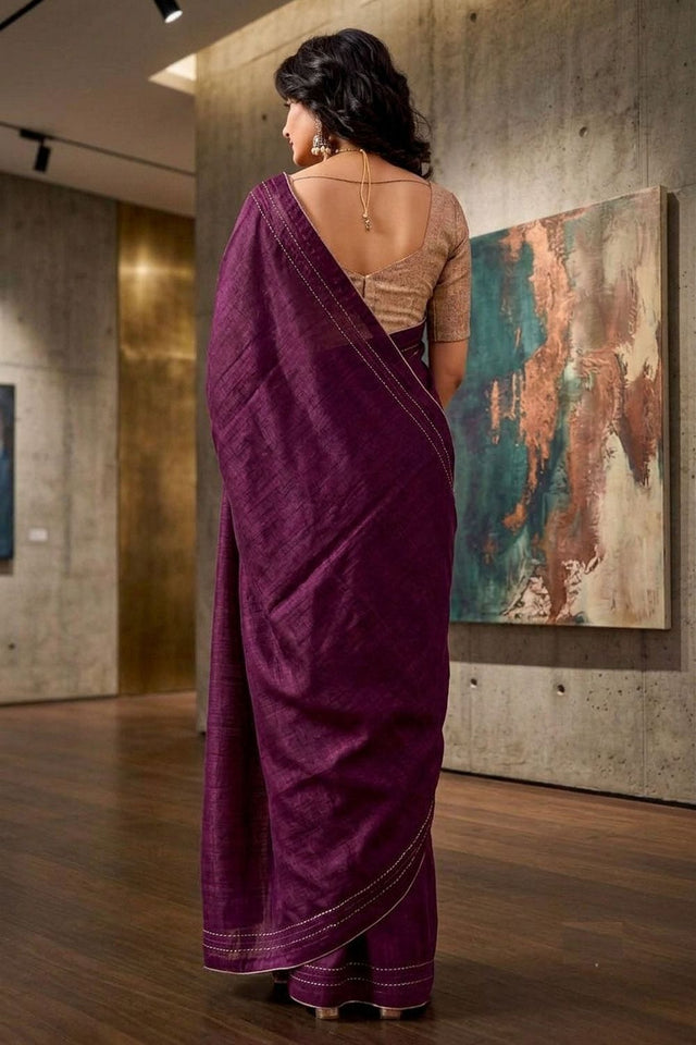 Purple Solid Woven Tissue Saree (ACB1234)