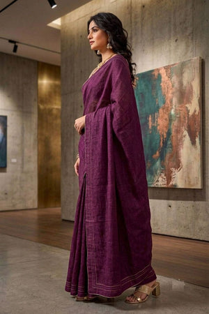 Purple Solid Woven Tissue Saree (ACB1234)