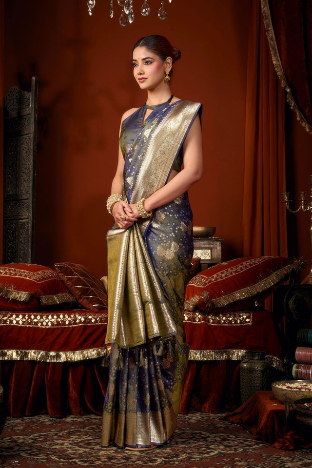 Grey Jacquard Woven Soft Silk Saree (ACB1246)