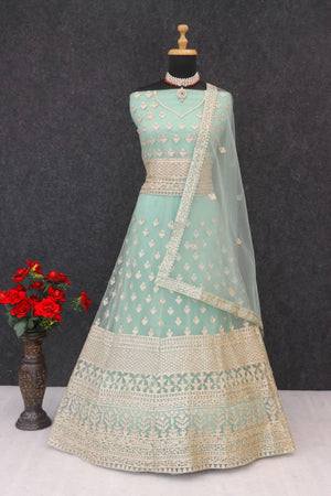Sea Green Sequin with Embroidered Net Anarkali Suit (ACB1247)