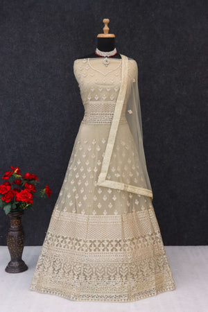 Beige Sequin with Embroidered Net Anarkali Suit (ACB1248)