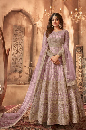 Purple Sequin with Embroidered Net Anarkali Suit (ACB1250)