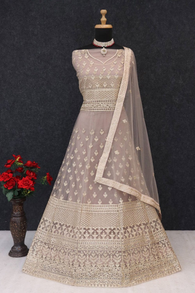 Pink Sequin with Embroidered Net Anarkali Suit (ACB1251)