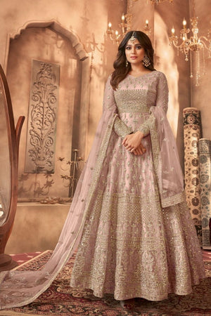 Pink Sequin with Embroidered Net Anarkali Suit (ACB1251)