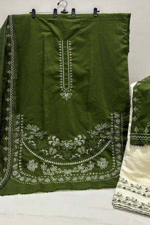 Mehendi Floral Embroidered Silk Kurti Pant Set (ACB1255)