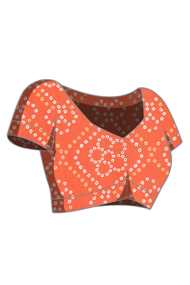 Orange Bandhani Printed Satin Ready to Wear Saree (ACB1279)