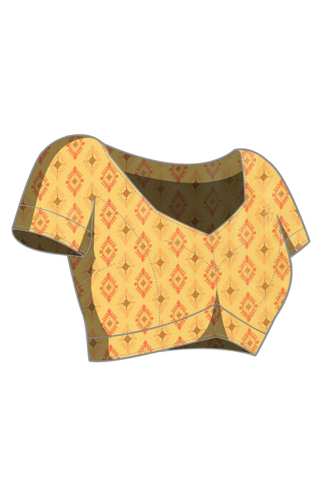 Yellow Printed Satin Ready to Wear Saree (ACB1280)