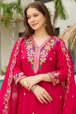 Pink Floral Embroidered Silk Anarkali Suit (ACB1285)