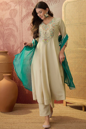 Brown Beads Embossed Rayon Anarkali Suit (ACB1288)