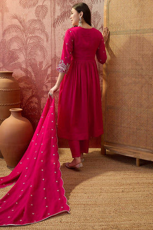 Pink Floral Embroidered Silk Anarkali Suit (ACB1290)