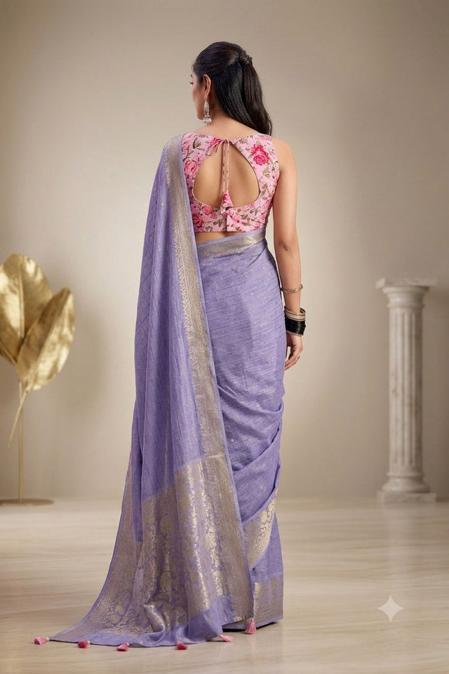 Lavender Woven Chiffon Saree (ACB1388)